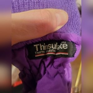 Used kids thinsulate dinosaur purple mittens